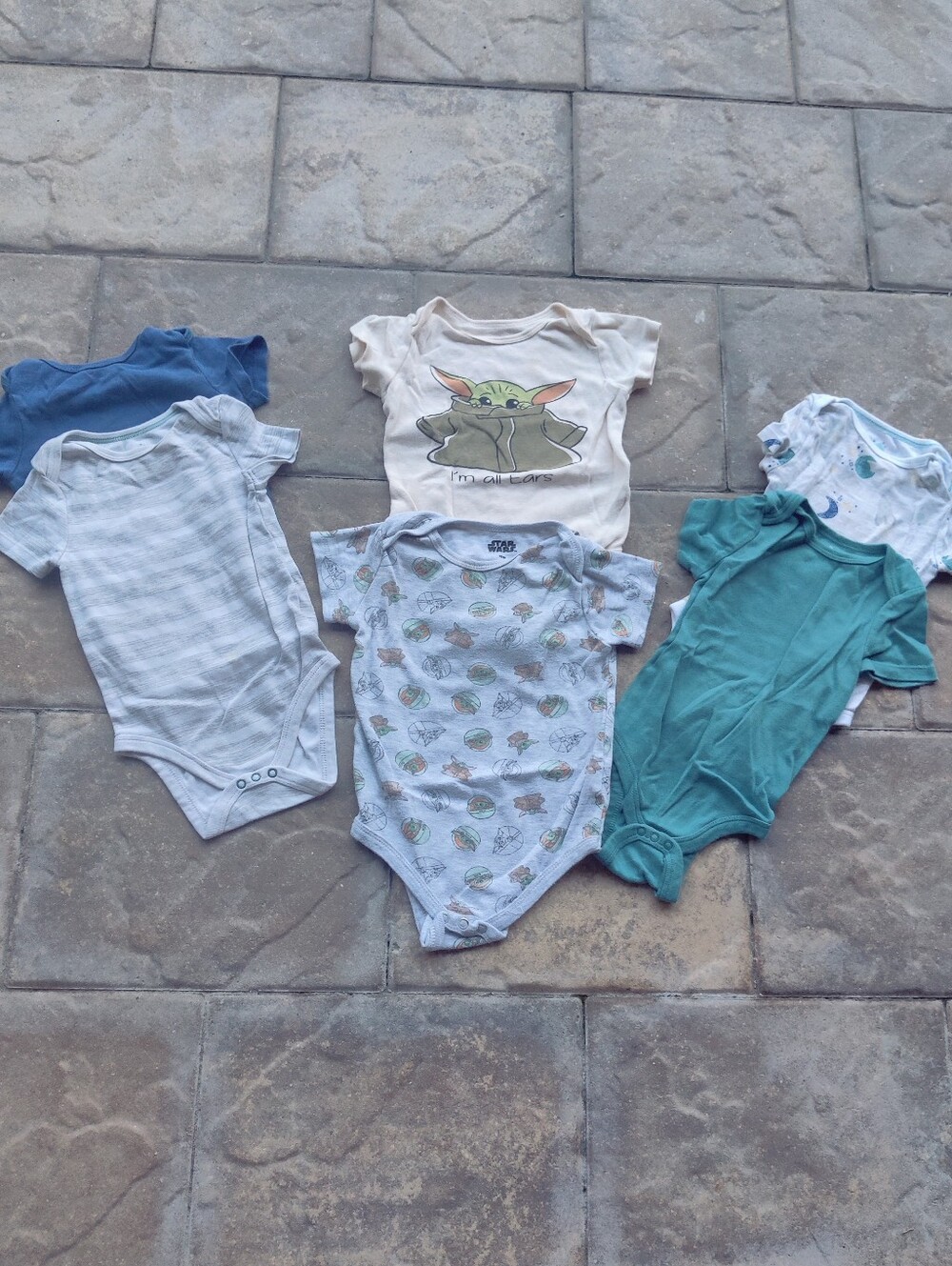 Baby Bodysuit Bundle Disney Star Wars Print - Neutral & Teal Mix 12 Months